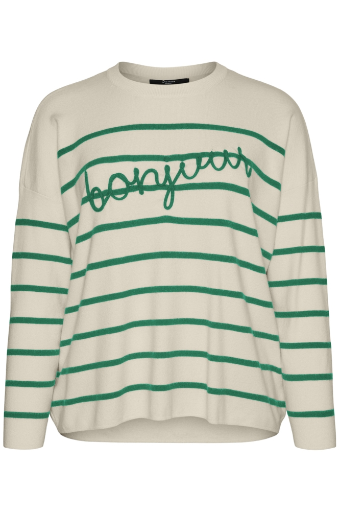 VMARIA BONJOUR LS O-NECK PULLOVER G 10322312 BIRCH/W. BOSPHOR